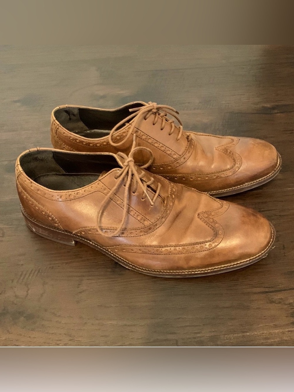 COLE HAAN LEATHER SHOES WING TIP BROWN CHESTNUT SIZE 8.5